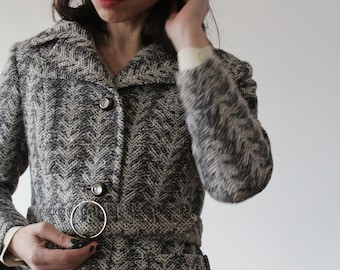 Vintage 70s wool tweed skirt suit