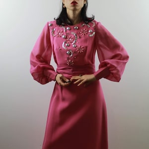 Vintage 70s pink evening dress