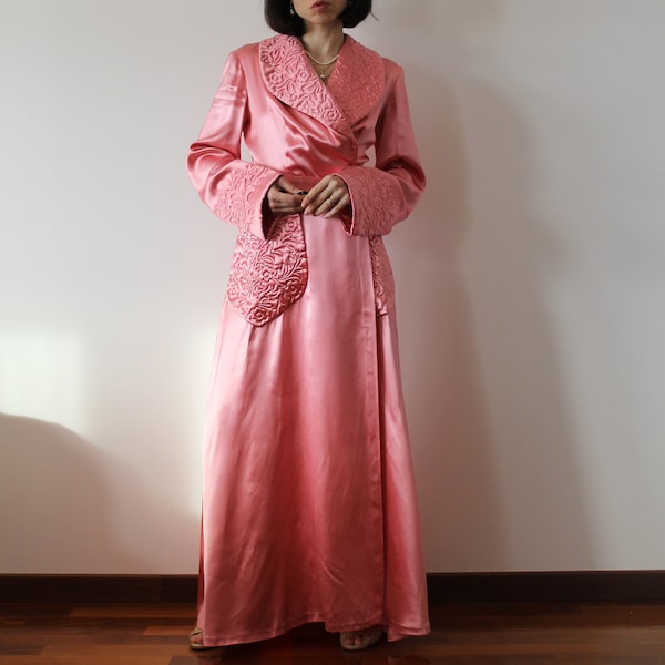 Vestaglia vintage anni '30 - '40 in raso rosa