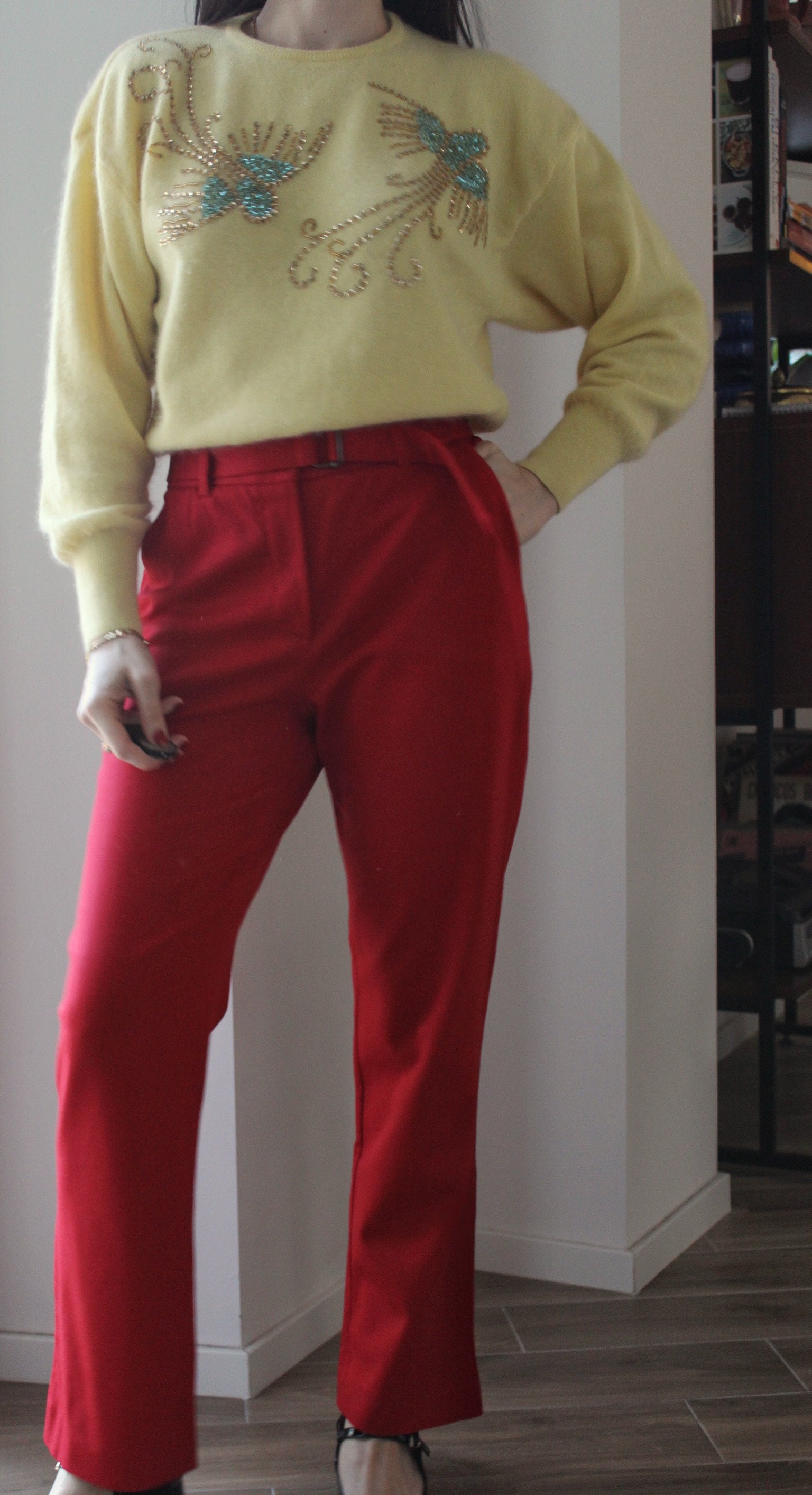 Vintage Miu Miu Red Wool Pants Trousers 