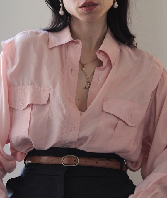 Vintage pink quarz pure silk blouse