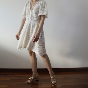 robe vintage en coton crème au crochet