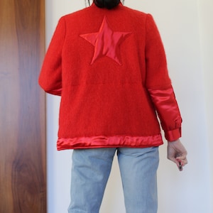 Vintage 70s satin and mohair Red bomber jacket