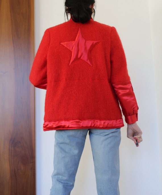 Vintage 70s Satin and Mohair Red Bomber Jacket - Etsy 