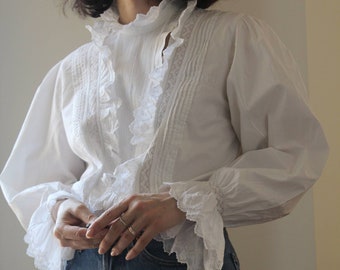 Antique 1900 hand embroidered cotton blouse