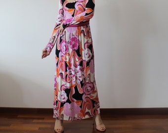 Vintage 2000 does 70s jersey printed midi dress