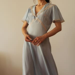 Vintage late 30s baby Blue silk dress