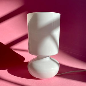 Vintage ikea mushroom white glass hand made lamp