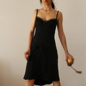 Vintage La Perla silk blend black bustier dress