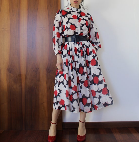 knee length dresses for ladies Kelly Green and Copper 70s vintage midi dress main image 1