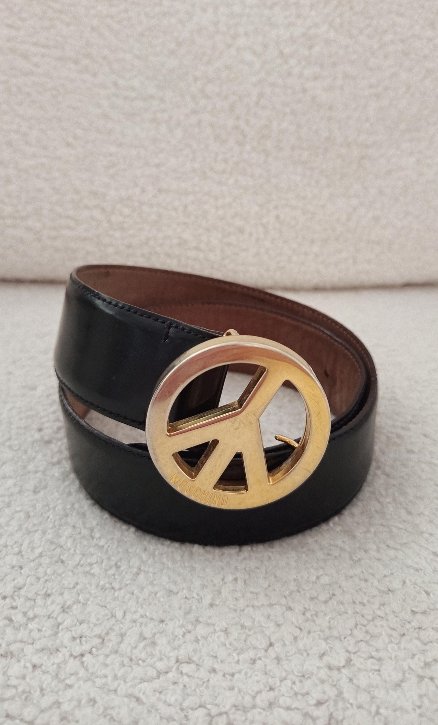 Iconic Vintage Peace Moschino Black Leather and Gold Metal  display picture 2