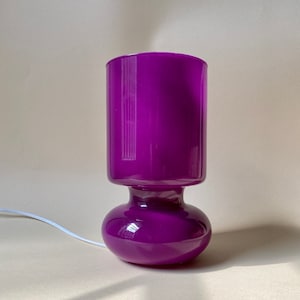 Vintage mushroom violet glass hand made lamp