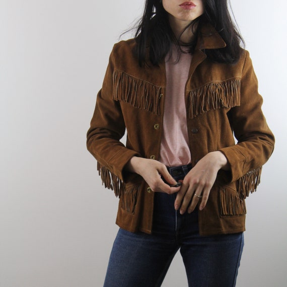 Vintage 60s suede fringed jacket