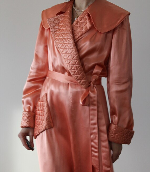 Vestaglia vintage anni '30 - '40 in raso rosa pes… - image 5