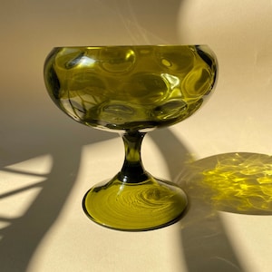 Vintage 70s sage green glass bowl