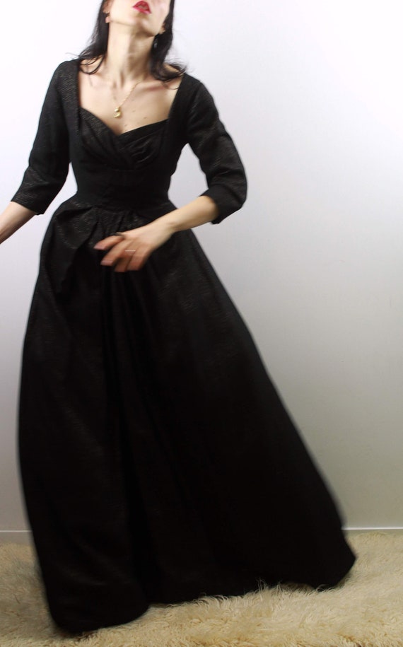 Vintage 60s wool and lurex evening dress - image 3