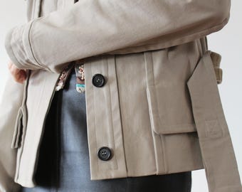 Vintage katoenen zandjas Yves Saint Laurent sahariana uit het Tom Ford-tijdperk