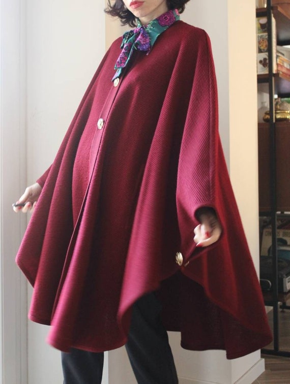 Burgundy cape best sale coat