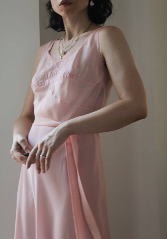 Vintage anni '30 seta rosa abito bias cut - image 6