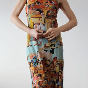 Rare and iconic vintage Jean Paul Gaultier indian pattern mesh archive dress