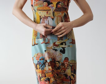 Rare and iconic vintage Jean Paul Gaultier indian pattern mesh archive dress