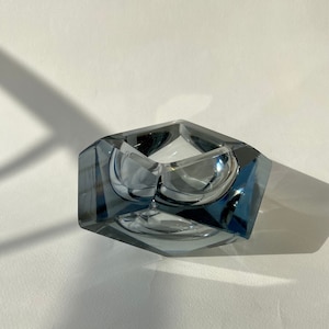 Vintage 60s murano grey glass flavio poli for seguso ashtray. vetro sommerso