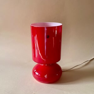 Vintage ikea mushroom rosso vetro fatto a mano lampada