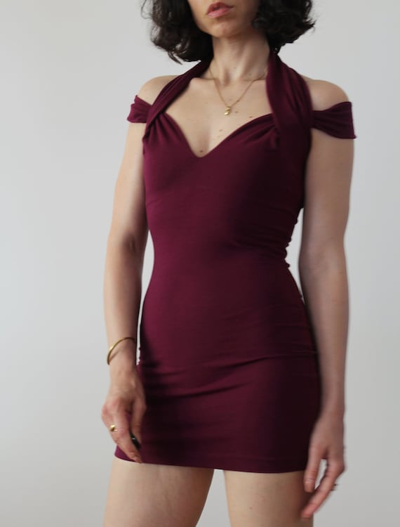 Romeo Gigli, Vintage Romeo Gigli burgundy mini dress