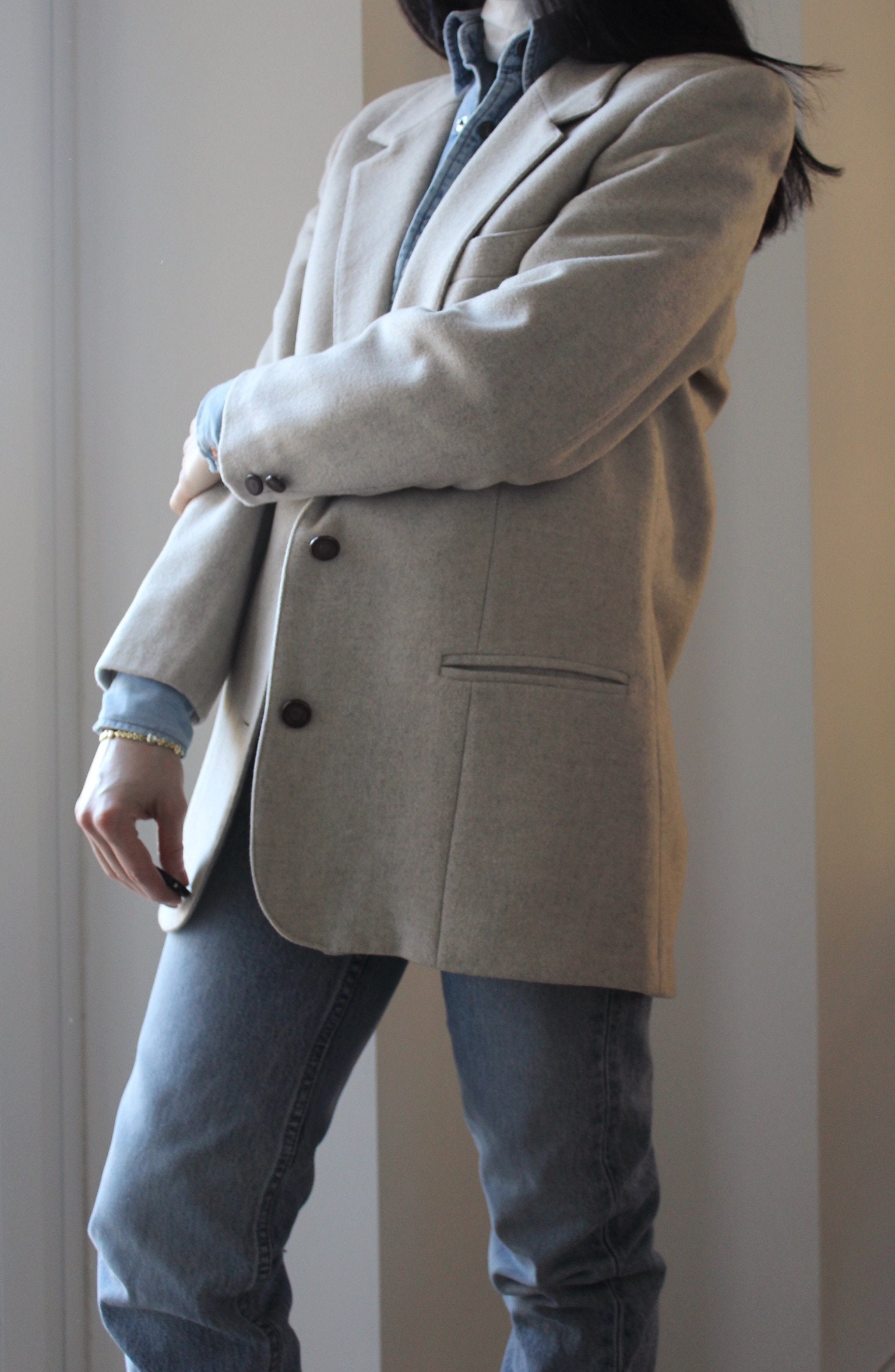 Blazer En Laine Crème 'Made In Italy' - Taille M, élégant Et Intemporel