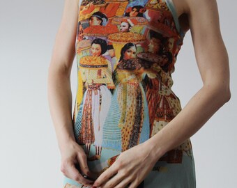 Robe Jean Paul Gaultier En Mesh - Motifs Hindou, Madone - Taille M, Gris - Rare Et Recherchée