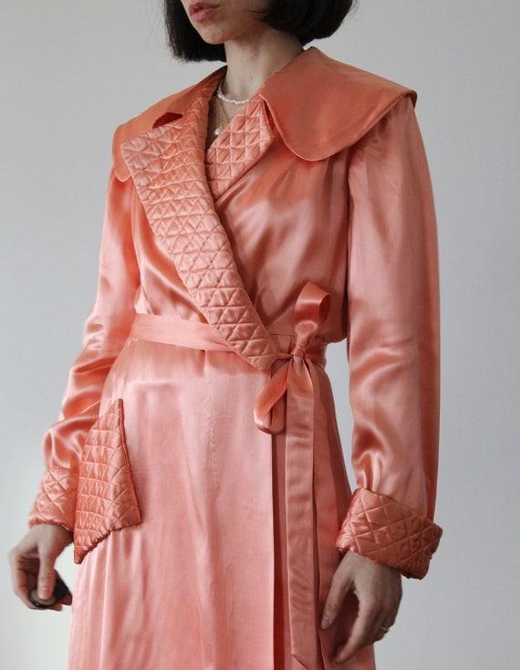 Vestaglia vintage anni '30 - '40 in raso rosa pes… - image 1