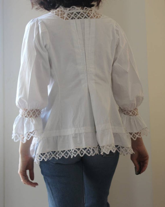 Antique 20s hand embroidered cotton blouse - image 3