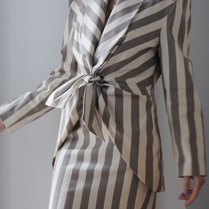 Vintage 90s Extravert by Rita Kariniemi cotton striped skirt suit