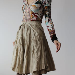Vintage 90s Plein Sud sand skirt wrinkled effect