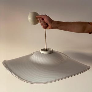 White Swirl Murano Glass Pendant Lamp, Italy, 1970s