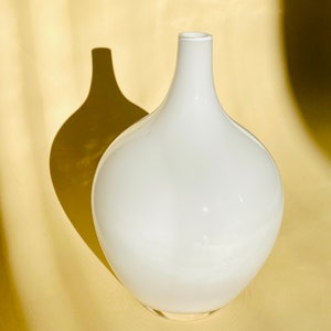 Vintage handmade glass white vase