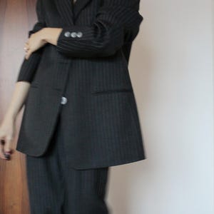 Vintage 90s pinstripe wool grey pant suit