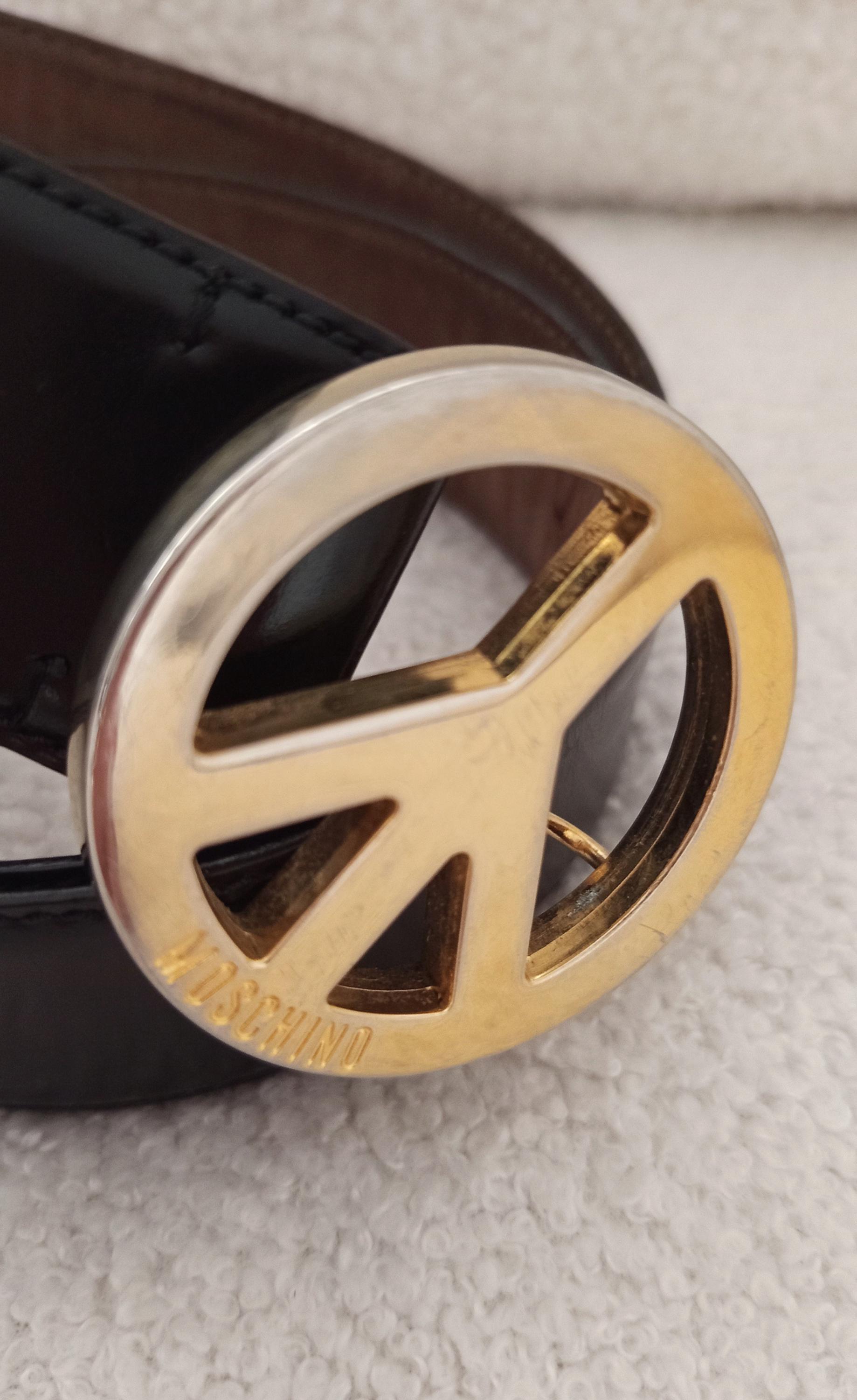 Iconic Vintage Peace Moschino Black Leather and Gold Metal  display picture 1
