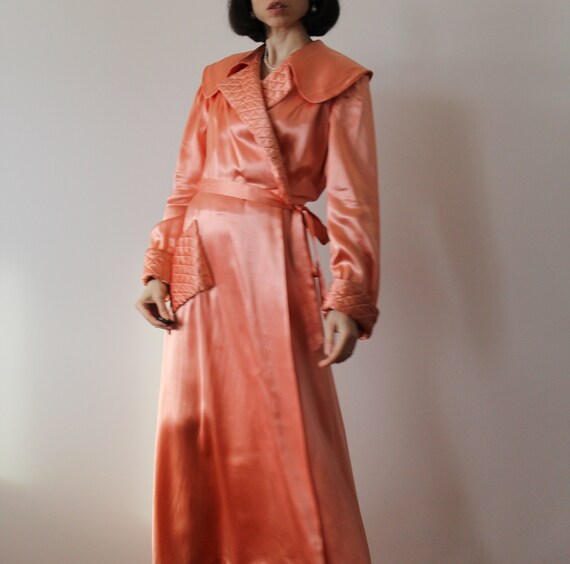 Vestaglia vintage anni '30 - '40 in raso rosa pes… - image 9