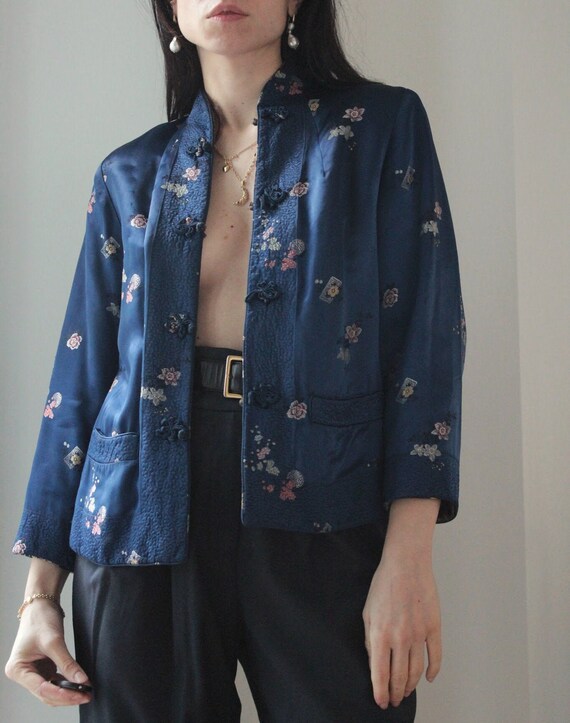 Vintage 60s reversible chinese orientale satin jac