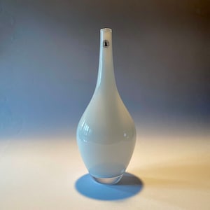 Vintage handmade glass white vase