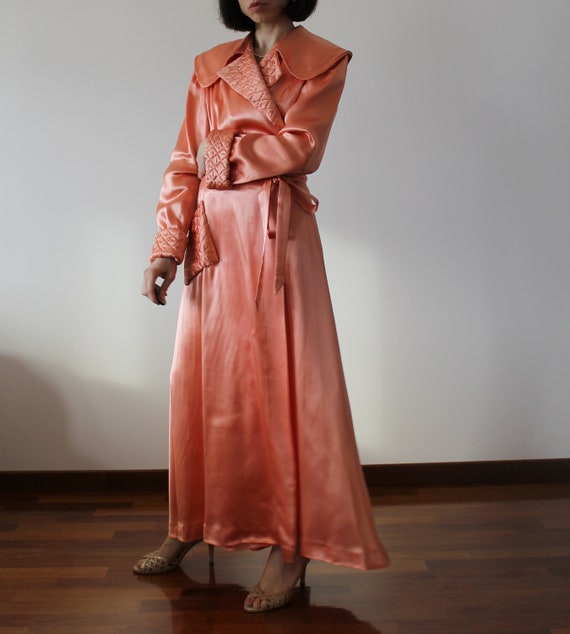 Vestaglia vintage anni '30 - '40 in raso rosa pes… - image 7
