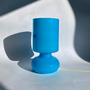Vintage ikea mushroom blue glass hand made lamp