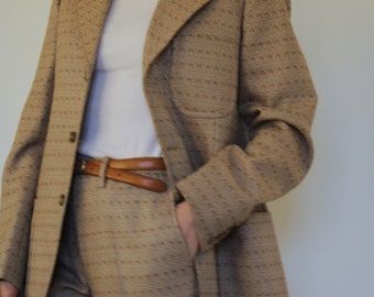 blazer en laine imprimé vintage des années 70 (pantalon assorti en cadeau)
