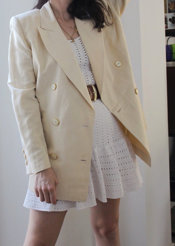 Vintage 90s linen cream/beige blazer