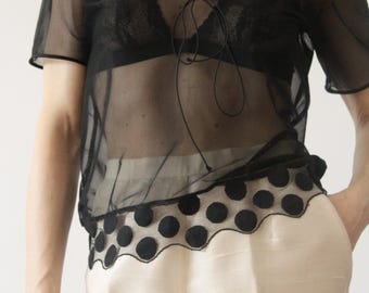 Vintage zwarte doorschijnende blouse van Fendi