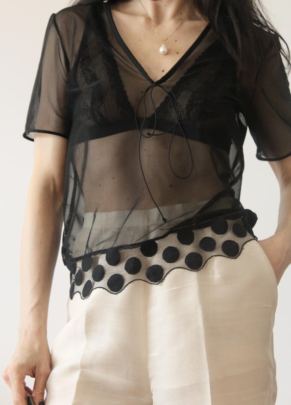 Fendi, Vintage Fendi black sheer blouse
