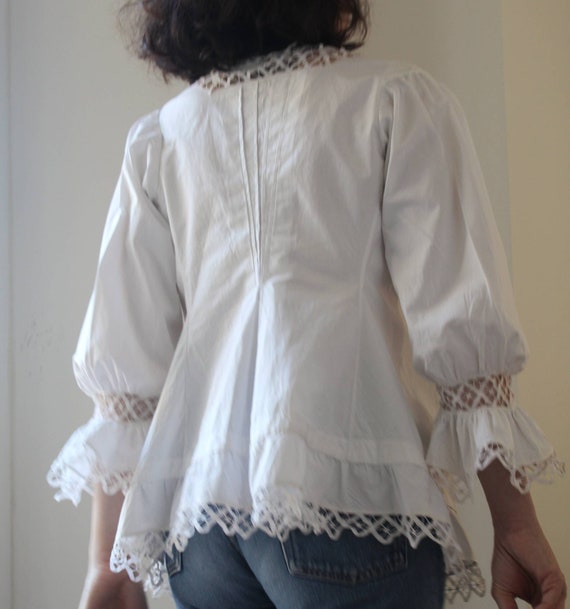 Antique 20s hand embroidered cotton blouse - image 4