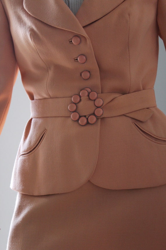 Vintage 60s tailored pink peach skirt suit - image 7