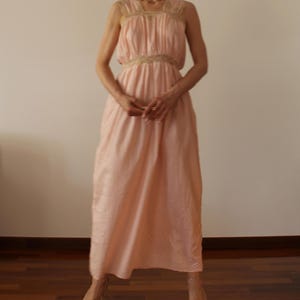 Antique 30s pink cotton gauze and lace dress